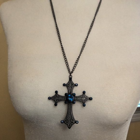 Spirit Jewelry - 5/$25 Blue Gem Cross Necklace Spirit Halloween
